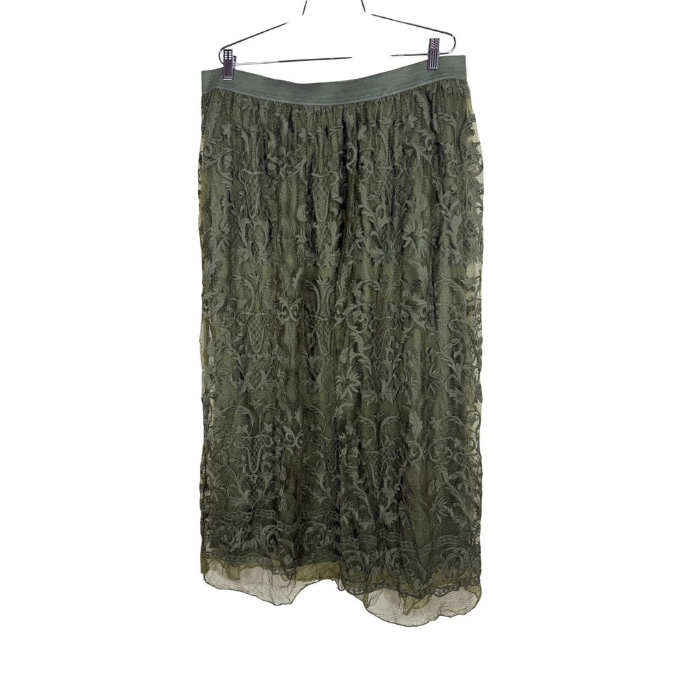 Lane Bryant Olive Green Floral Lace Maxi Skirt Plus Size 18/20 NWT
